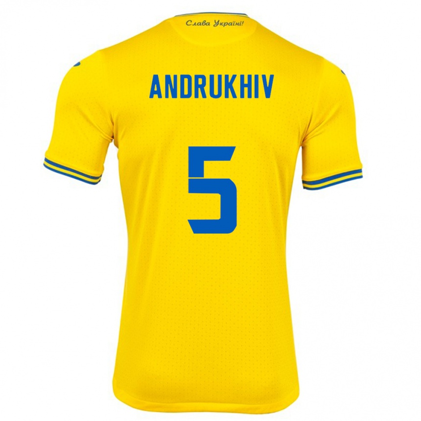 Kids Football Ukraine Veronika Andrukhiv #5 Yellow Home Jersey 24-26 T-Shirt