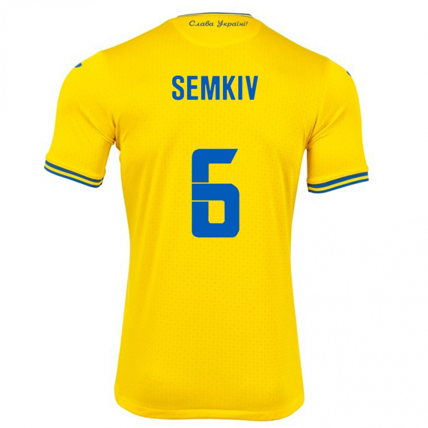 Kids Football Ukraine Dayana Semkiv #6 Yellow Home Jersey 24-26 T-Shirt