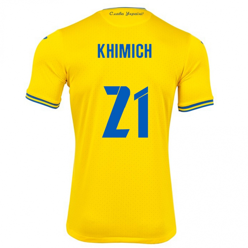 Kids Football Ukraine Tamila Khimich #21 Yellow Home Jersey 24-26 T-Shirt