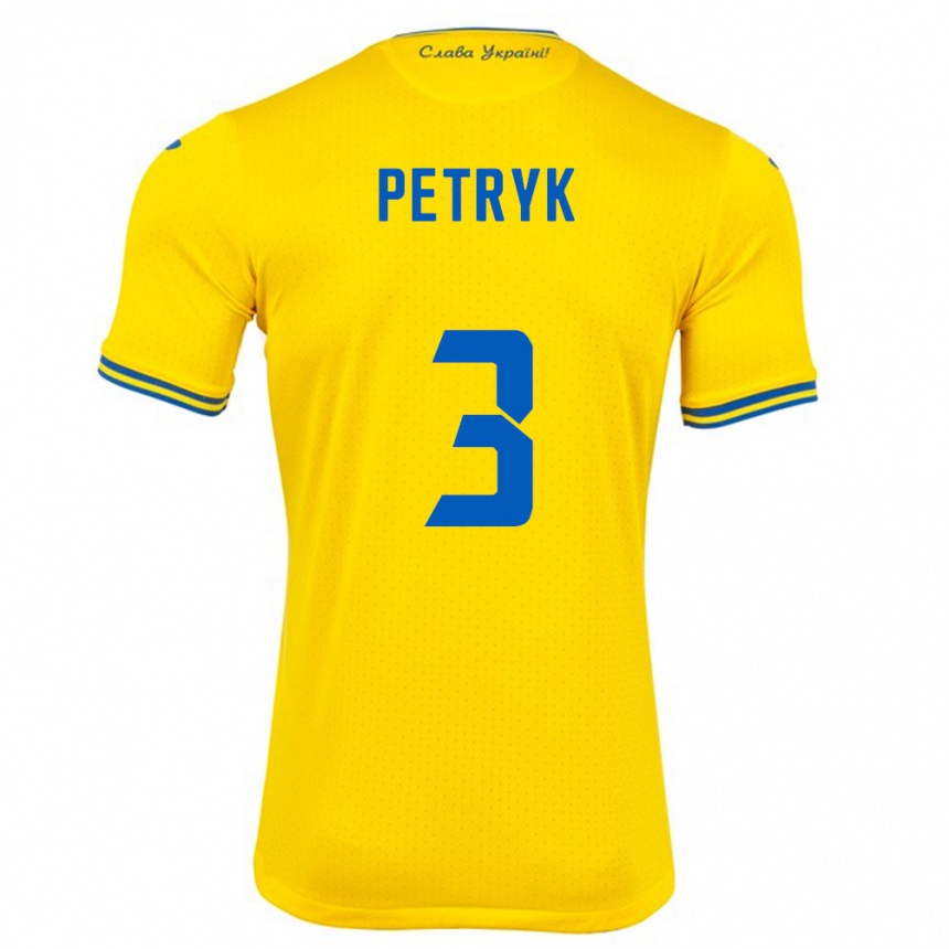 Kids Football Ukraine Anna Petryk #3 Yellow Home Jersey 24-26 T-Shirt