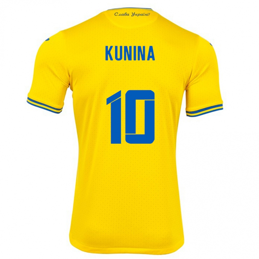 Kids Football Ukraine Nadiia Kunina #10 Yellow Home Jersey 24-26 T-Shirt