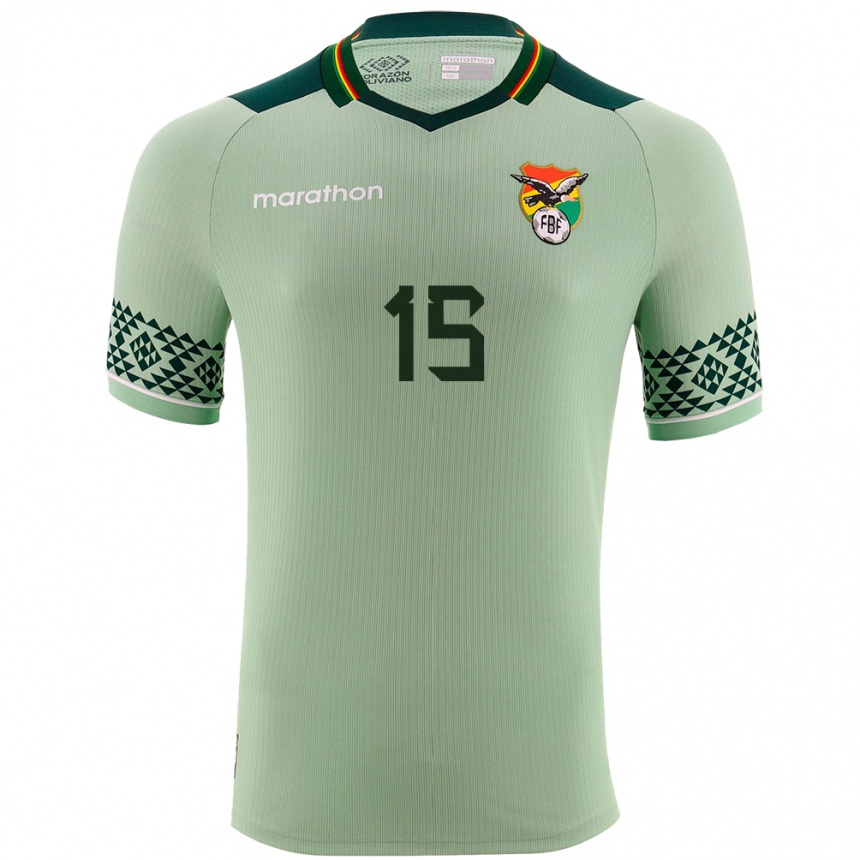 Kids Football Bolivia Aidé Mendiola #15 Light Green Home Jersey 24-26 T-Shirt