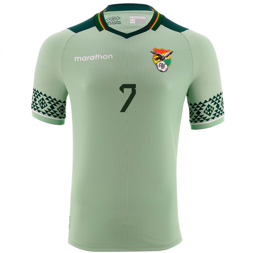 Kids Football Bolivia Braian Mamani #7 Light Green Home Jersey 24-26 T-Shirt