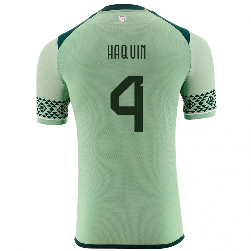 Kids Football Bolivia Luis Haquín #4 Light Green Home Jersey 24-26 T-Shirt
