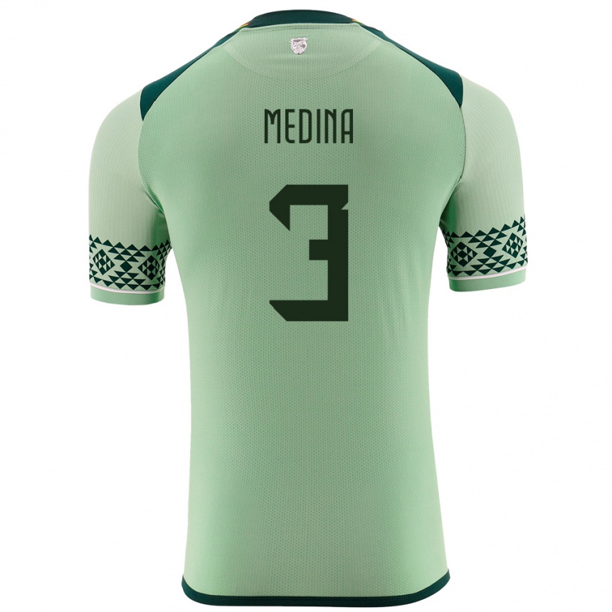 Kids Football Bolivia Diego Medina #3 Light Green Home Jersey 24-26 T-Shirt