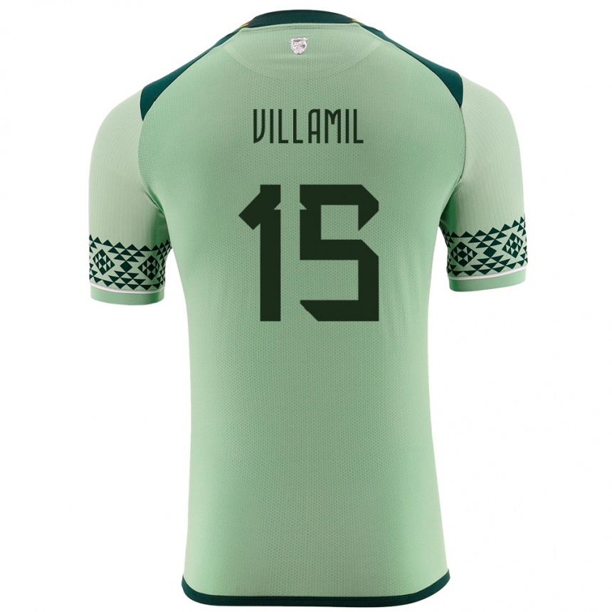 Kids Football Bolivia Gabriel Villamíl #15 Light Green Home Jersey 24-26 T-Shirt