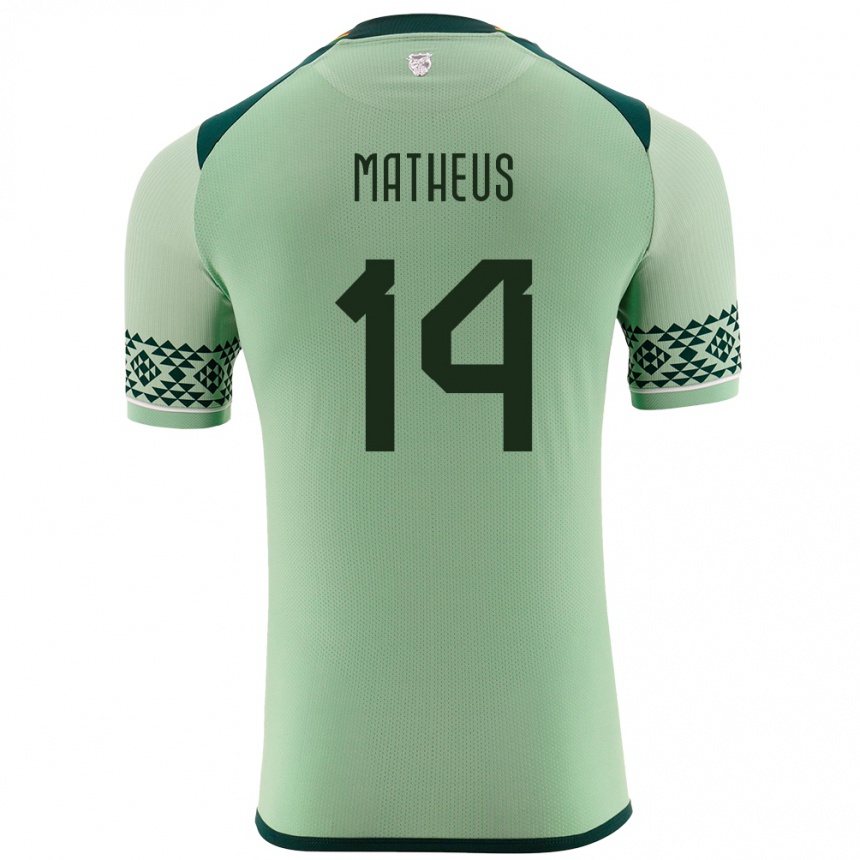 Kids Football Bolivia Robson Matheus #14 Light Green Home Jersey 24-26 T-Shirt