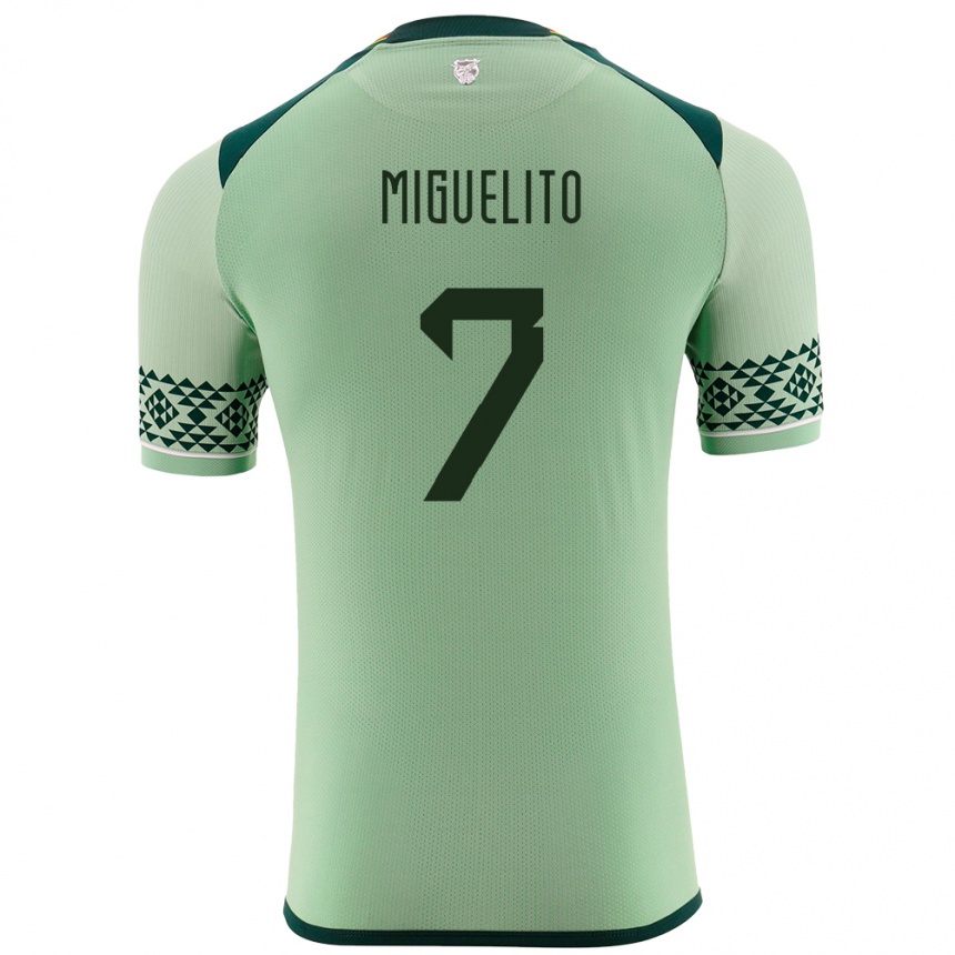 Kids Football Bolivia Miguelito #7 Light Green Home Jersey 24-26 T-Shirt