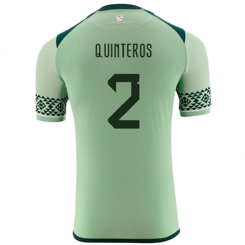 Kids Football Bolivia Jairo Quinteros #2 Light Green Home Jersey 24-26 T-Shirt