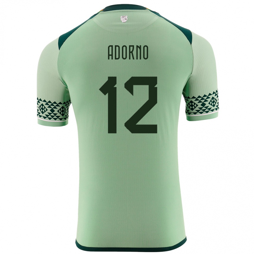 Kids Football Bolivia Carlos Adorno #12 Light Green Home Jersey 24-26 T-Shirt