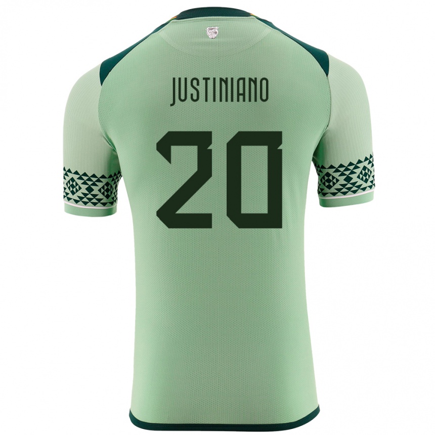 Kids Football Bolivia Leonardo Justiniano #20 Light Green Home Jersey 24-26 T-Shirt