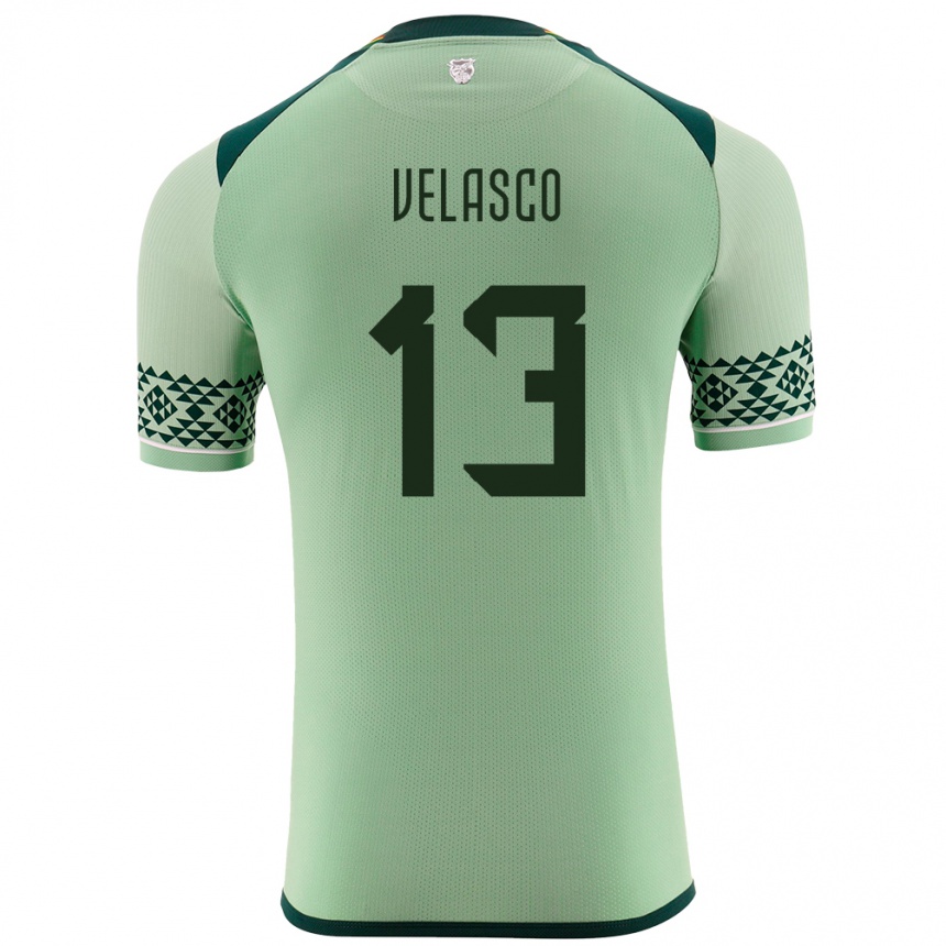 Kids Football Bolivia Jhon Velasco #13 Light Green Home Jersey 24-26 T-Shirt