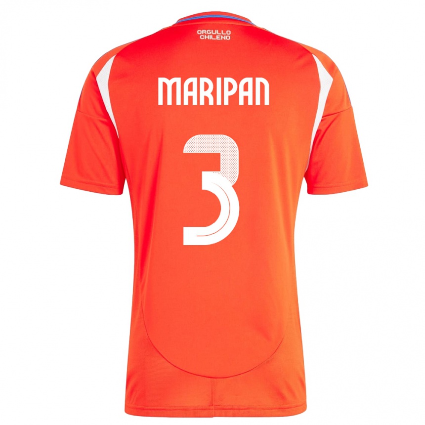 Kids Football Chile Guillermo Maripán #3 Red Home Jersey 24-26 T-Shirt