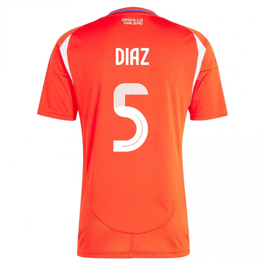 Kids Football Chile Paulo Díaz #5 Red Home Jersey 24-26 T-Shirt