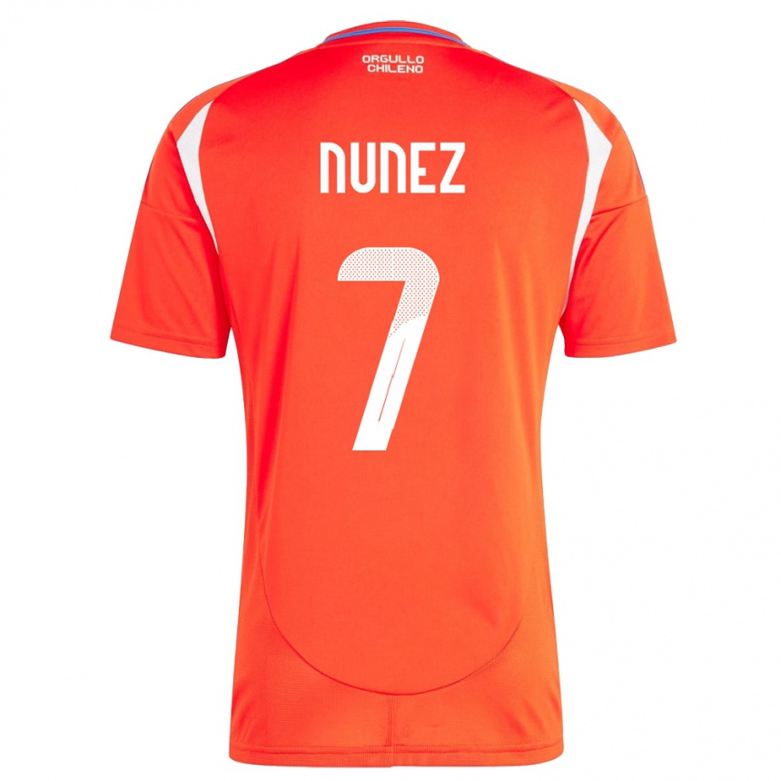 Kids Football Chile Marcelino Núñez #7 Red Home Jersey 24-26 T-Shirt