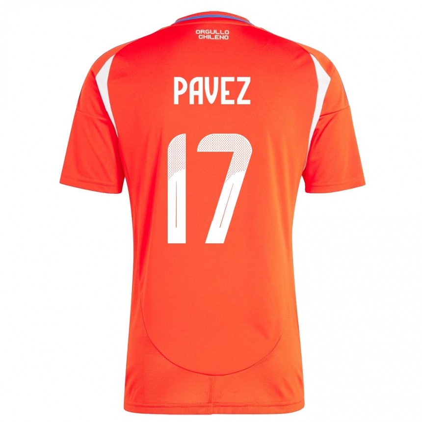 Kids Football Chile Esteban Pavez #17 Red Home Jersey 24-26 T-Shirt