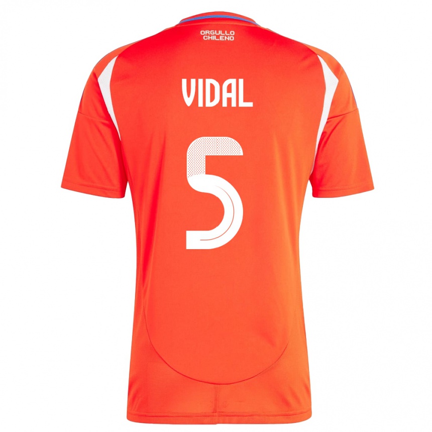 Kids Football Chile Valentín Vidal #5 Red Home Jersey 24-26 T-Shirt