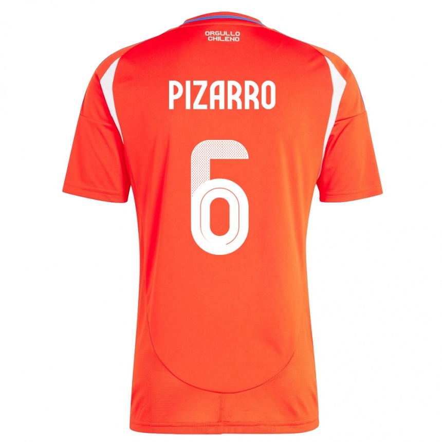 Kids Football Chile Vicente Pizarro #6 Red Home Jersey 24-26 T-Shirt