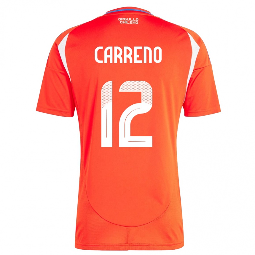 Kids Football Chile Diego Carreño #12 Red Home Jersey 24-26 T-Shirt