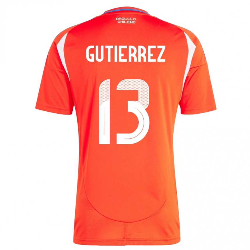 Kids Football Chile Daniel Gutiérrez #13 Red Home Jersey 24-26 T-Shirt