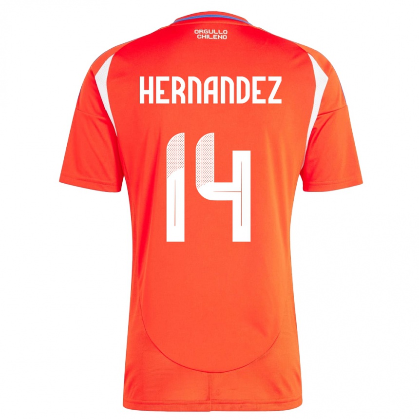 Kids Football Chile Leandro Hernández #14 Red Home Jersey 24-26 T-Shirt