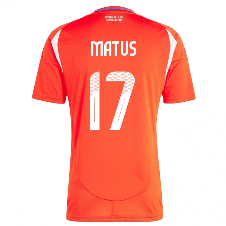 Kids Football Chile Esteban Matus #17 Red Home Jersey 24-26 T-Shirt