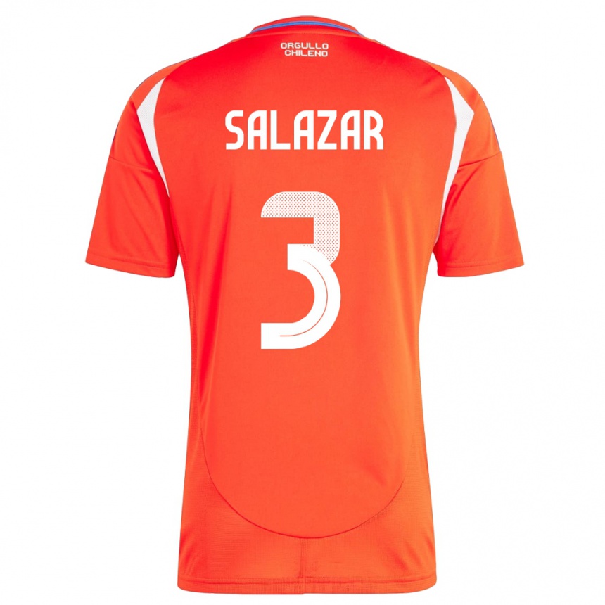 Kids Football Chile Yahir Salazar #3 Red Home Jersey 24-26 T-Shirt