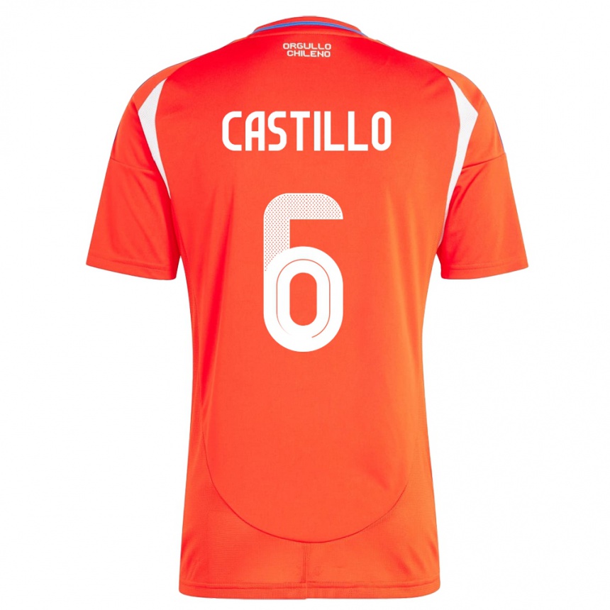 Kids Football Chile Cristóbal Castillo #6 Red Home Jersey 24-26 T-Shirt