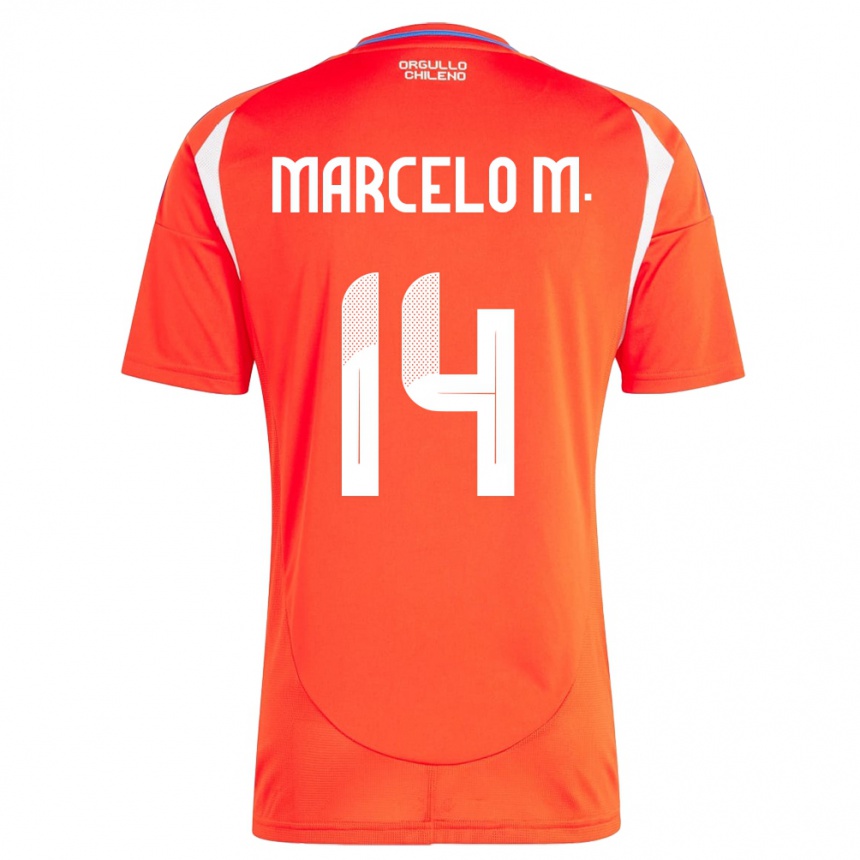 Kids Football Chile Marcelo Morales #14 Red Home Jersey 24-26 T-Shirt