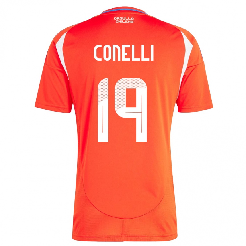 Kids Football Chile Vicente Conelli #19 Red Home Jersey 24-26 T-Shirt