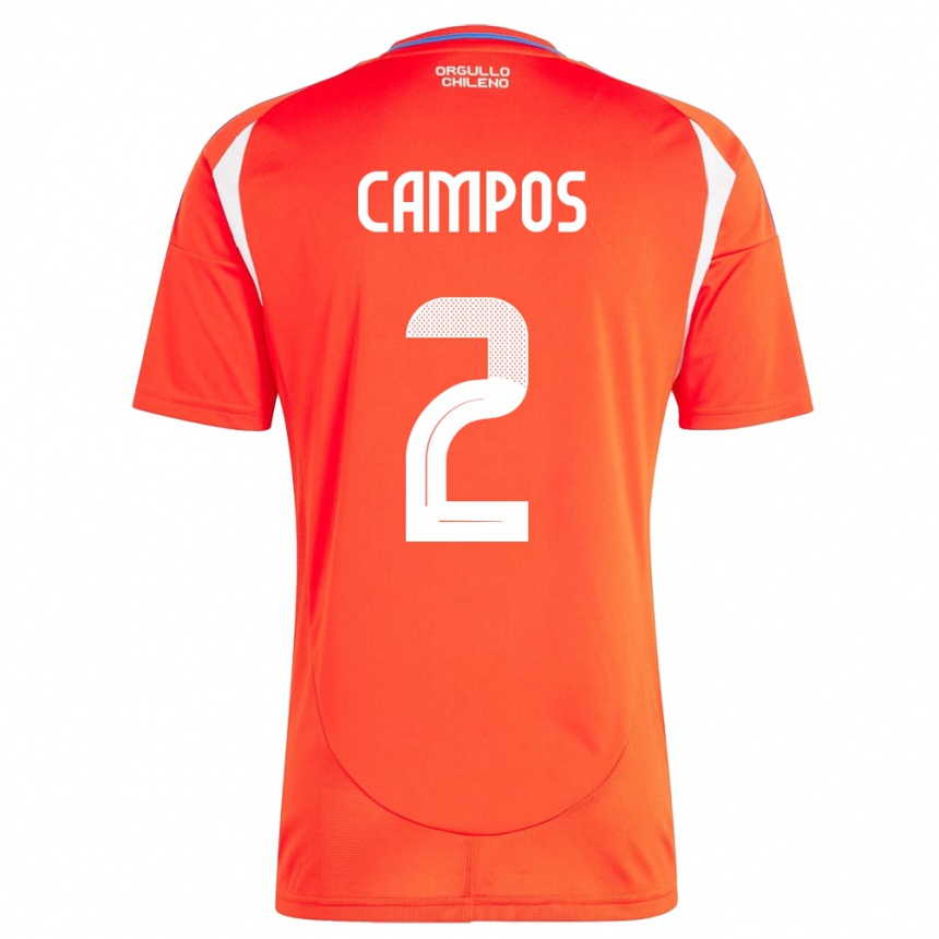 Kids Football Chile Víctor Campos #2 Red Home Jersey 24-26 T-Shirt