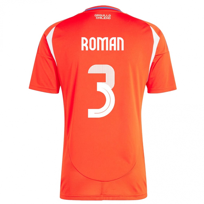 Kids Football Chile Iván Román #3 Red Home Jersey 24-26 T-Shirt