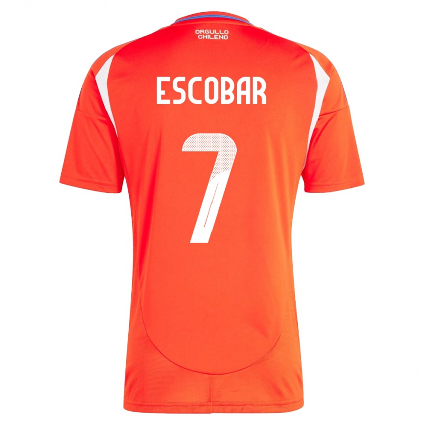 Kids Football Chile Bastián Escobar #7 Red Home Jersey 24-26 T-Shirt