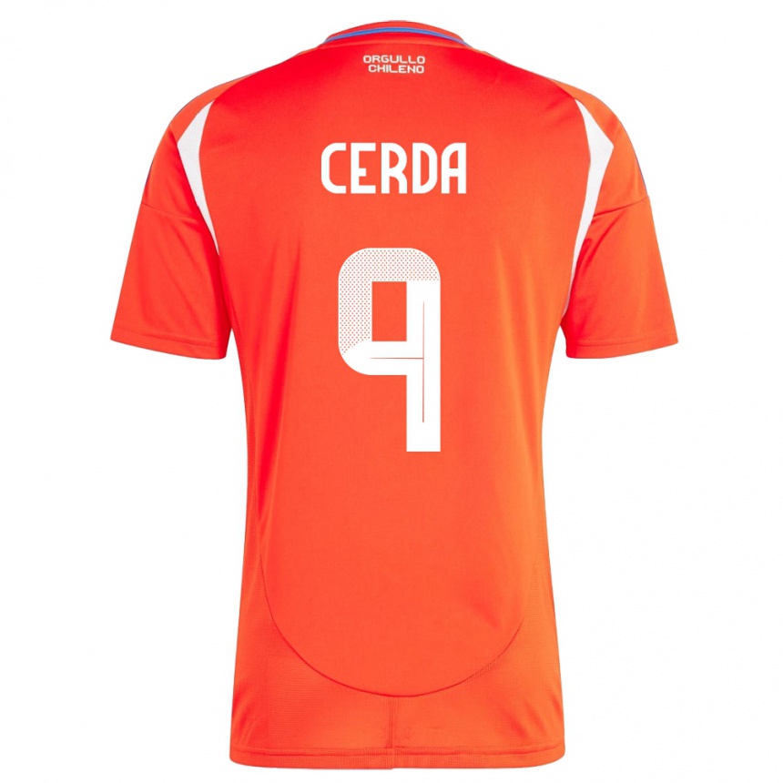 Kids Football Chile Axel Cerda #9 Red Home Jersey 24-26 T-Shirt