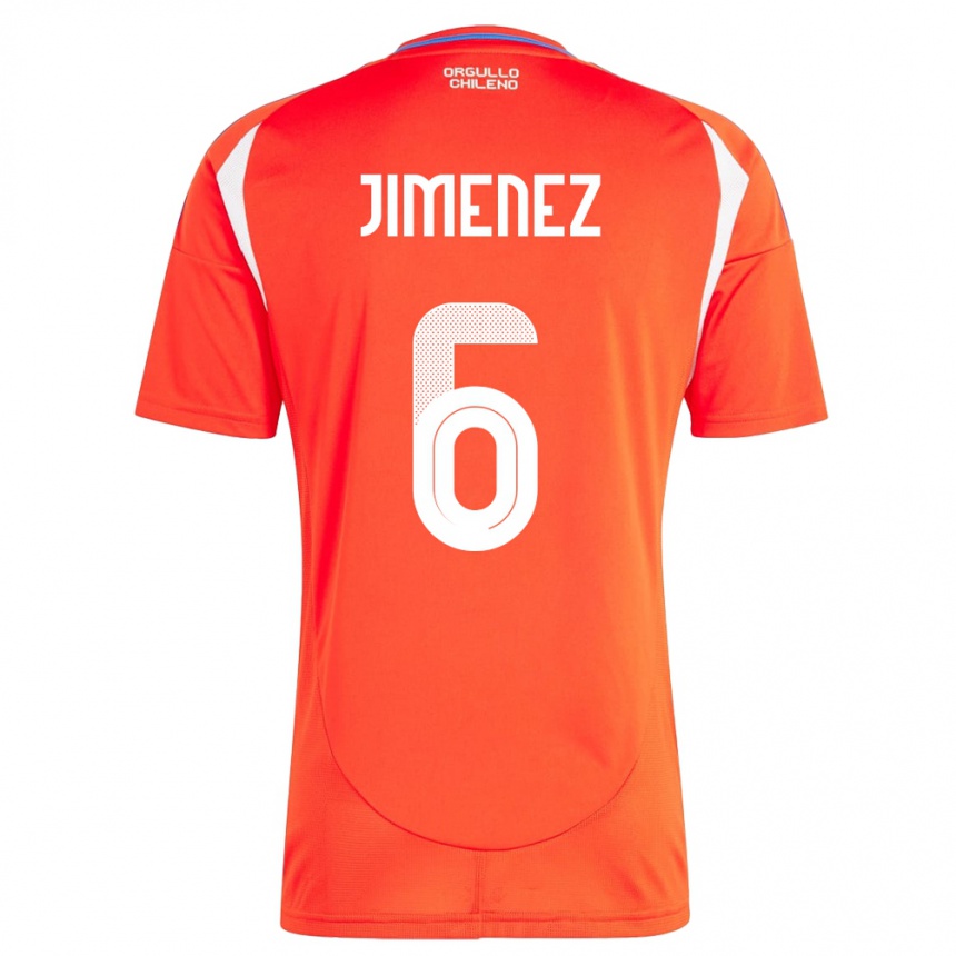 Kids Football Chile Yastin Jiménez #6 Red Home Jersey 24-26 T-Shirt