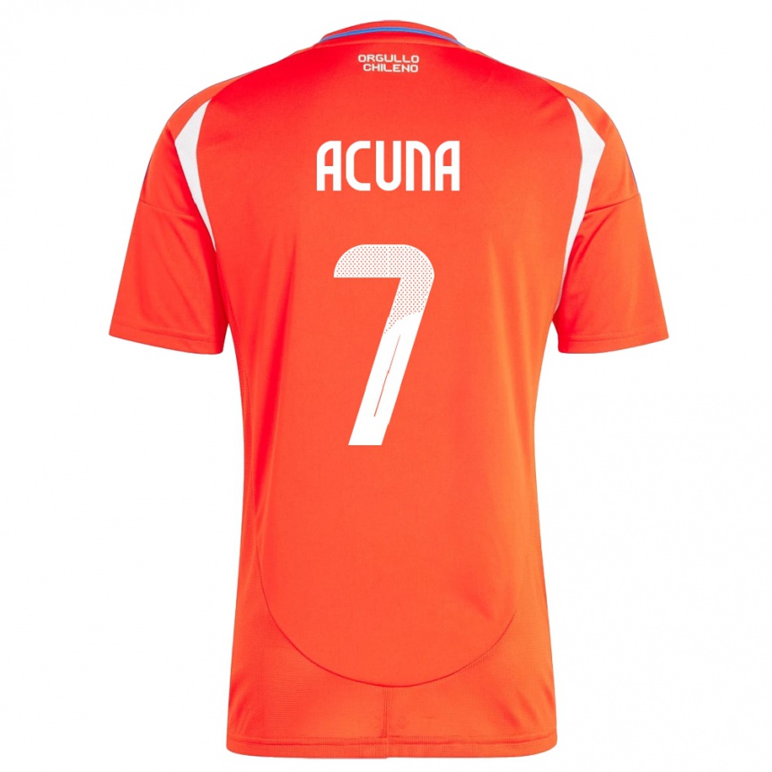 Kids Football Chile Yenny Acuña #7 Red Home Jersey 24-26 T-Shirt