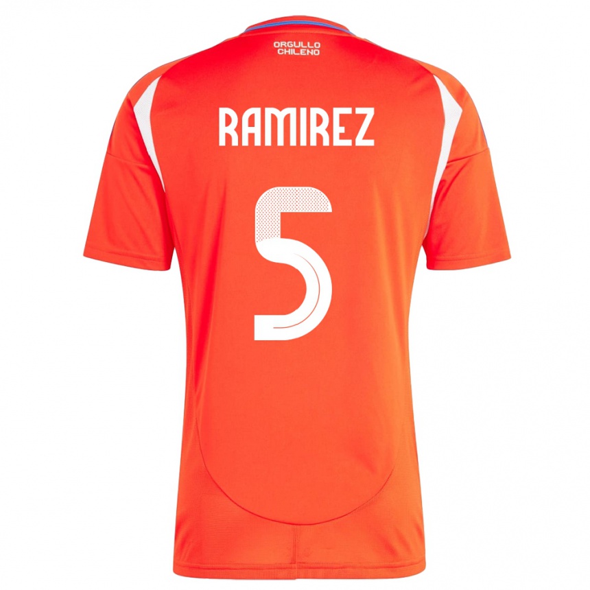 Kids Football Chile Fernanda Ramírez #5 Red Home Jersey 24-26 T-Shirt