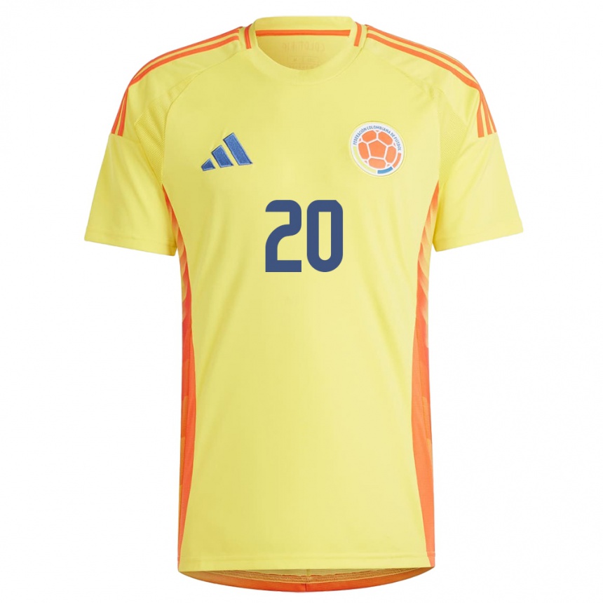 Kids Football Colombia Óscar Cortés #20 Yellow Home Jersey 24-26 T-Shirt