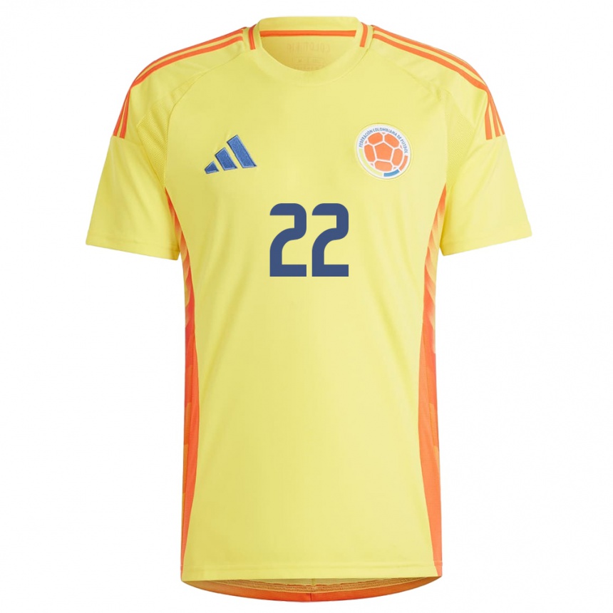 Kids Football Colombia Daniela Caracas #22 Yellow Home Jersey 24-26 T-Shirt