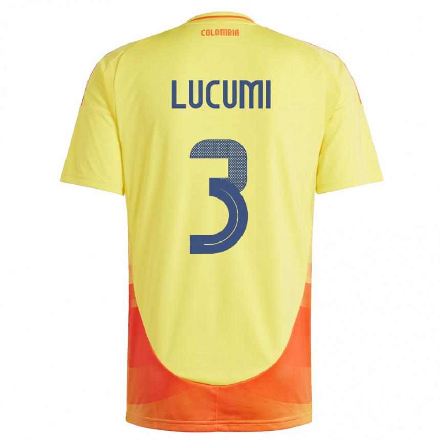 Kids Football Colombia Jhon Lucumí #3 Yellow Home Jersey 24-26 T-Shirt