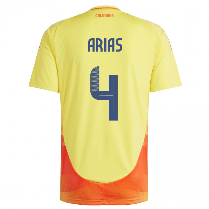 Kids Football Colombia Santiago Arias #4 Yellow Home Jersey 24-26 T-Shirt