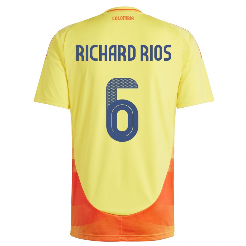 Kids Football Colombia Richard Ríos #6 Yellow Home Jersey 24-26 T-Shirt