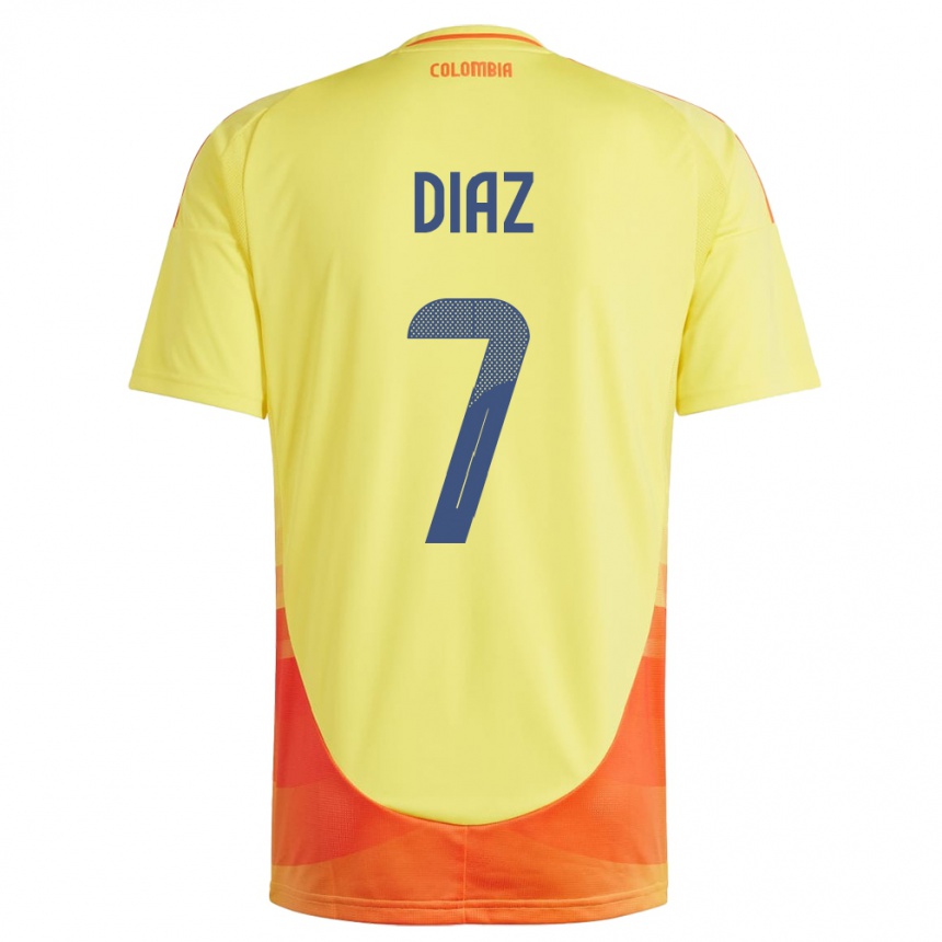 Kids Football Colombia Luis Díaz #7 Yellow Home Jersey 24-26 T-Shirt