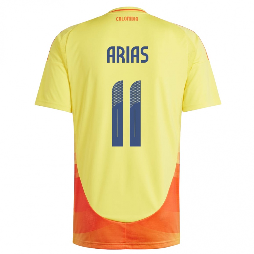 Kids Football Colombia Jhon Arias #11 Yellow Home Jersey 24-26 T-Shirt