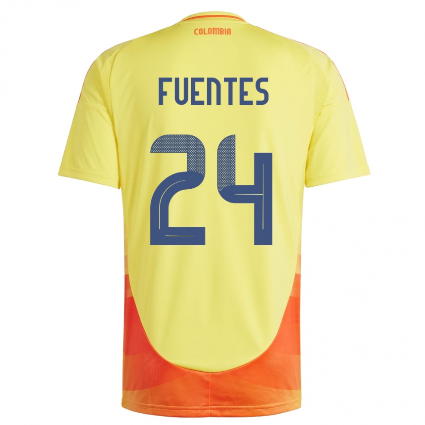 Kids Football Colombia Gabriel Fuentes #24 Yellow Home Jersey 24-26 T-Shirt