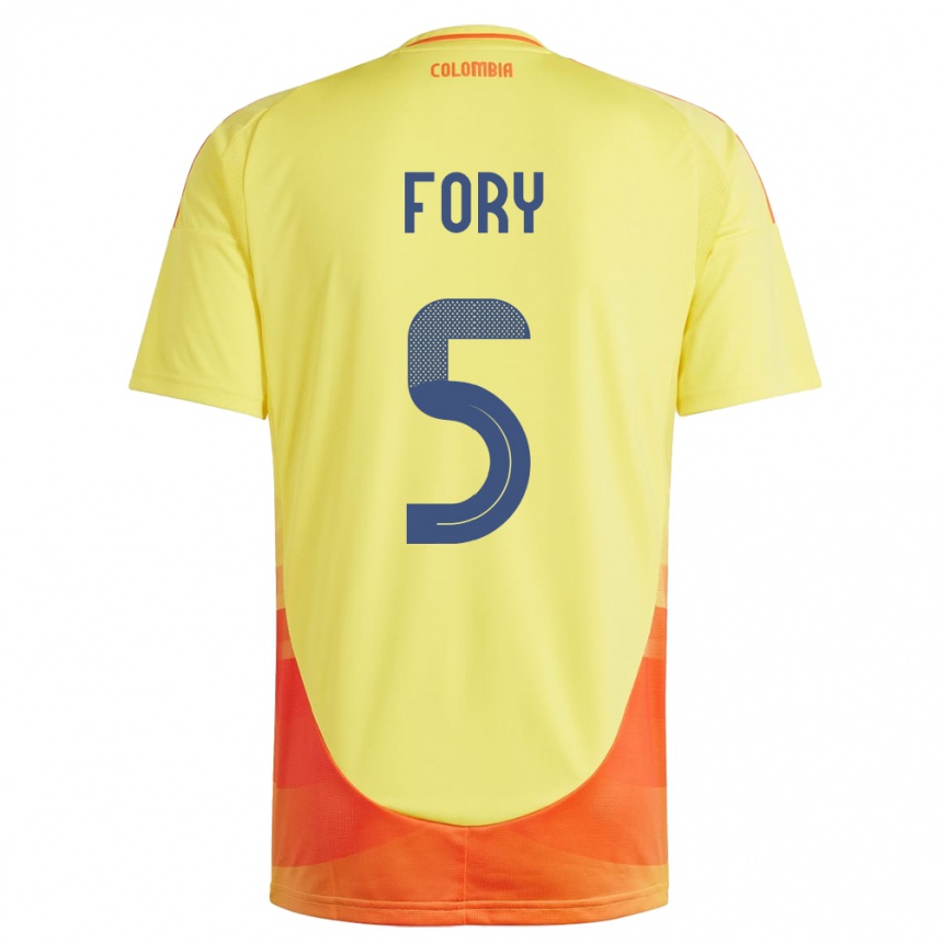 Kids Football Colombia Jimer Fory #5 Yellow Home Jersey 24-26 T-Shirt