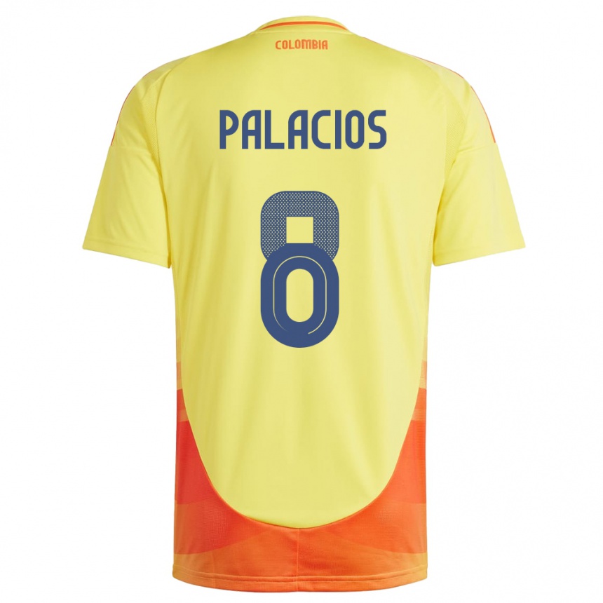 Kids Football Colombia Brahian Palacios #8 Yellow Home Jersey 24-26 T-Shirt