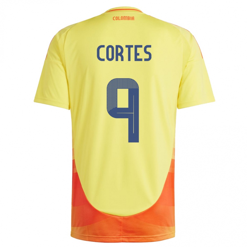 Kids Football Colombia Carlos Cortés #9 Yellow Home Jersey 24-26 T-Shirt