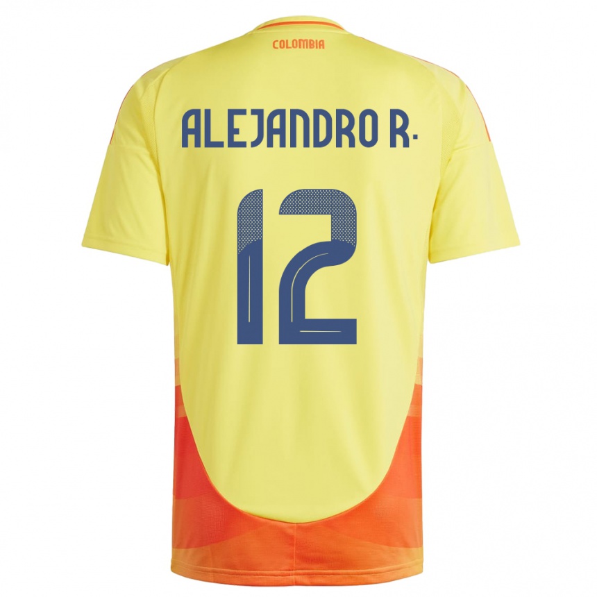 Kids Football Colombia Alejandro Rodríguez #12 Yellow Home Jersey 24-26 T-Shirt