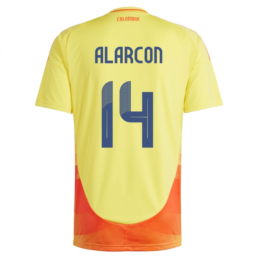 Kids Football Colombia Andrés Alarcón #14 Yellow Home Jersey 24-26 T-Shirt